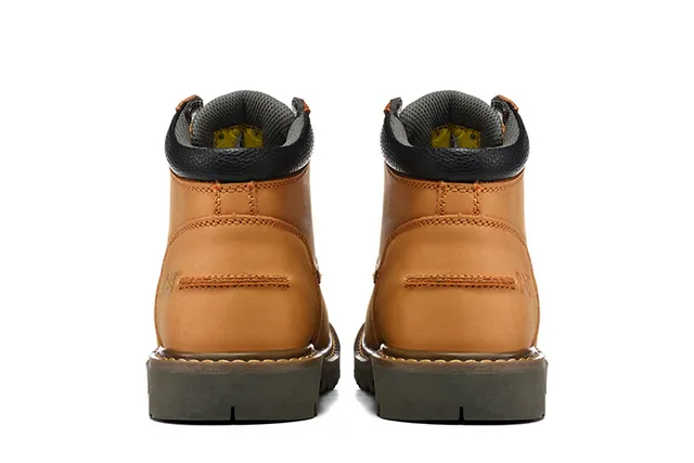 CAT Bottes de Travail en Cuir Tan Lacées 8