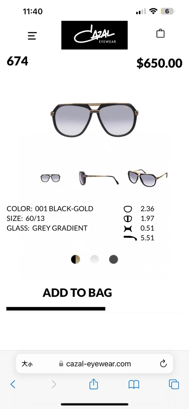 Cazal 674 Grey-Silver نظارات شمسية طيارين ذات جسر مزدوج 2