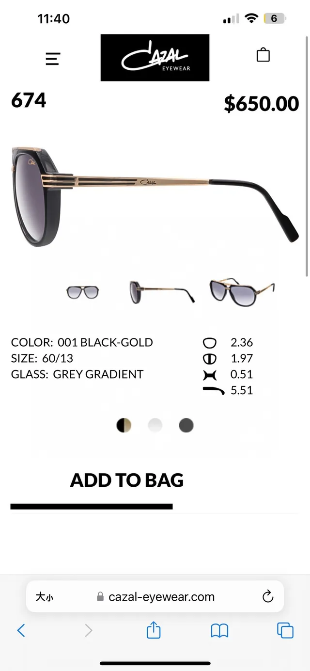 Cazal 674 Grey-Silver نظارات شمسية طيارين ذات جسر مزدوج 3