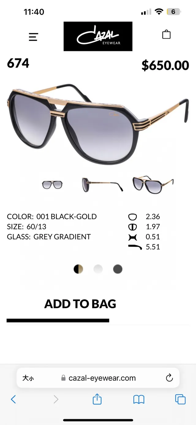 Cazal 674 Grey-Silver نظارات شمسية طيارين ذات جسر مزدوج 4