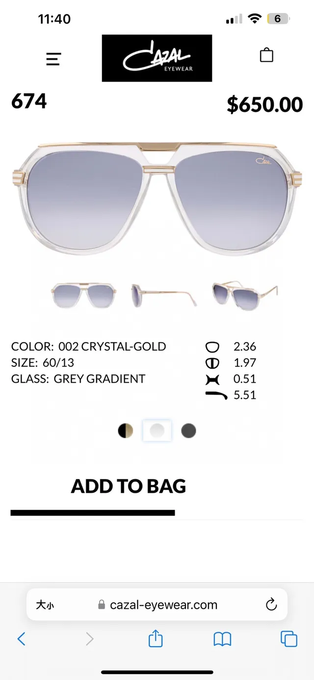 Cazal 674 Grey-Silver نظارات شمسية طيارين ذات جسر مزدوج 5