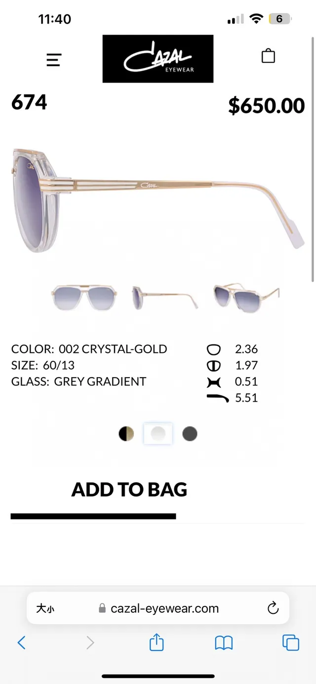 Cazal 674 Grey-Silver نظارات شمسية طيارين ذات جسر مزدوج 6