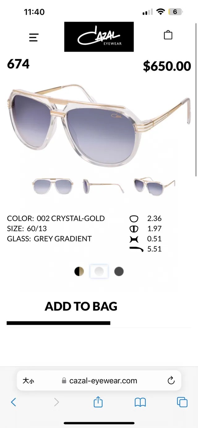 Cazal 674 Grey-Silver نظارات شمسية طيارين ذات جسر مزدوج 7