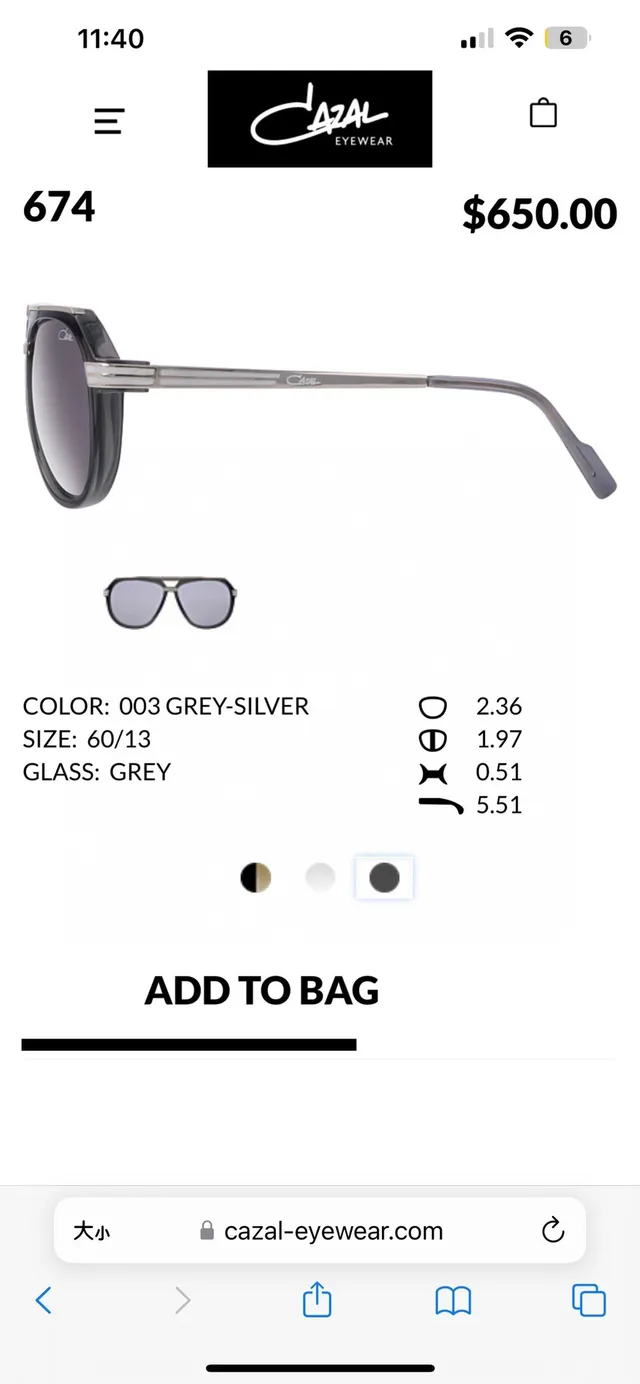 Cazal 674 Grey-Silver نظارات شمسية طيارين ذات جسر مزدوج 9