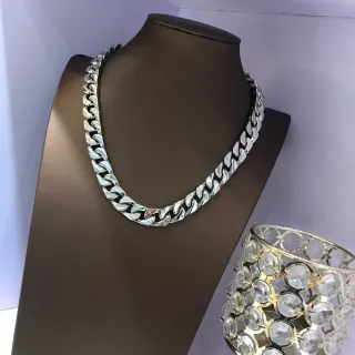 Chunky Curb-Link collier ton argenté