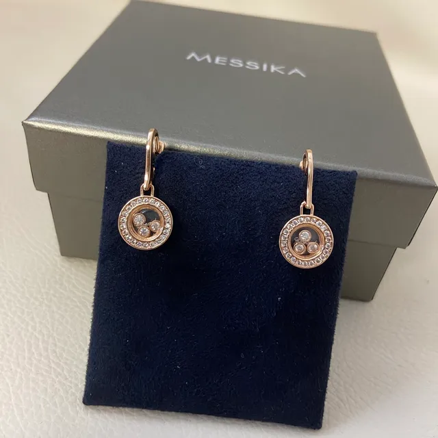 Circular Pavé-Set Moving Charm Drop Earrings 4
