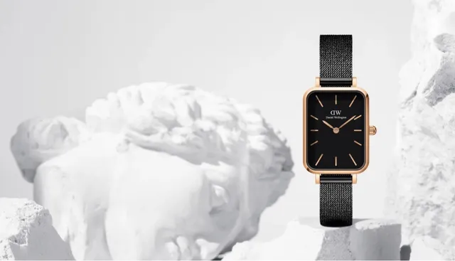 Daniel Wellington 迷你黑金 矩形表壳 极简表盘 石英手表 2