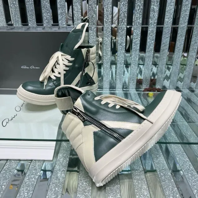Dark Green and Beige High-Top Platform Lifestyle Sneakers 9