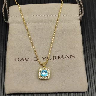David Yurman Albion Topacio Azul y Halo de Diamantes Collar con Colgante