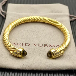 David Yurman كابل كلاسيك ذهبي بني ملتوتي Pavé-Set مفاصل سوار