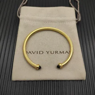 David Yurman Cable Classic Twisted Gold-Tone and Black Onyx Bracelet