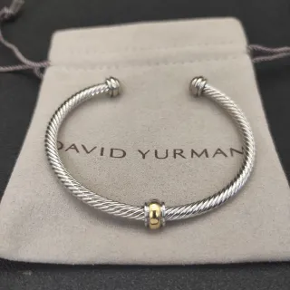 David Yurman Cable Classic ملتوية فضة وذهب خرز سوار