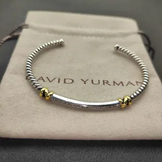 David Yurman Cable Classics Pulsera Doble Tono Nudo Pavé Bar