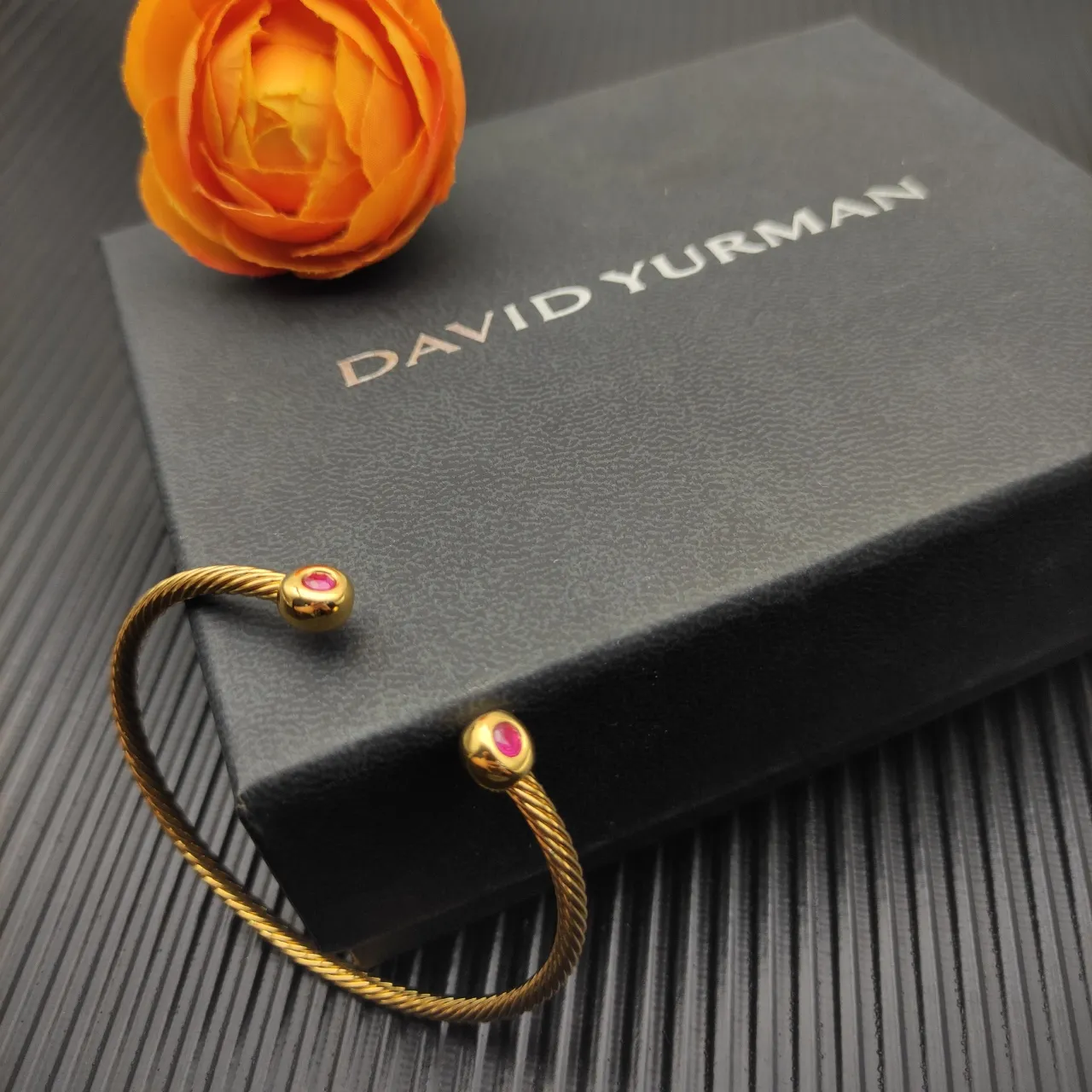 David Yurman Cable Classics Ruby Twisted Cable Open Cuff Bracelet 8