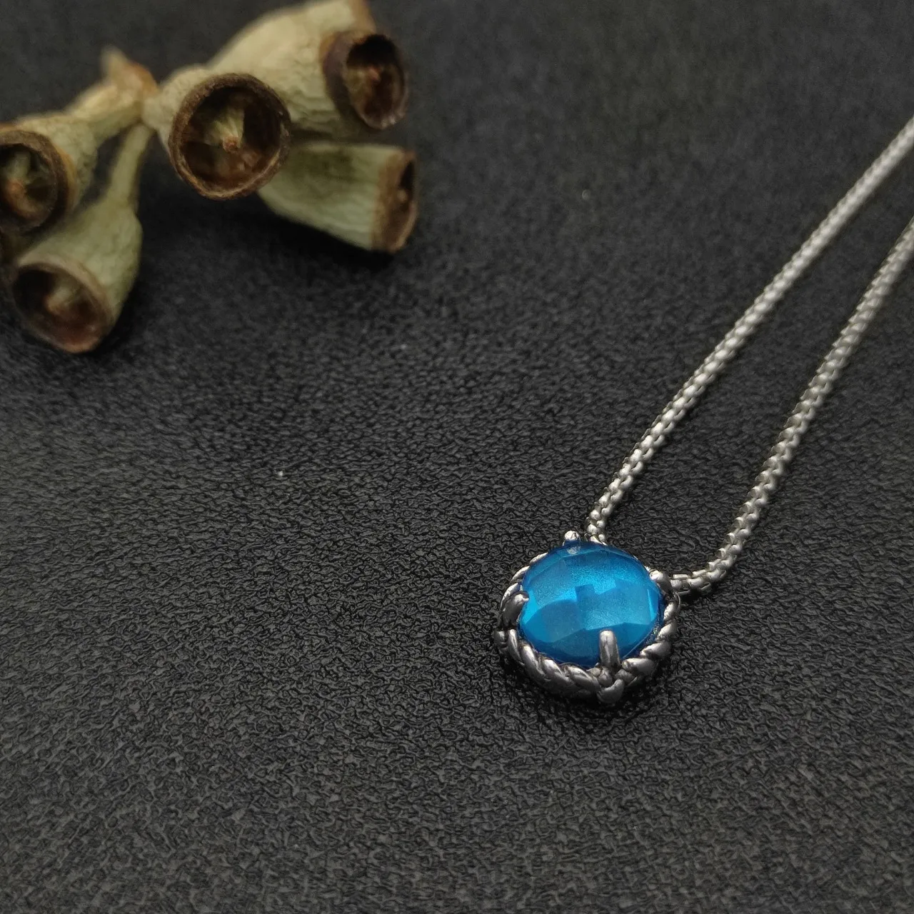 David Yurman Cable Collectibles Faceted Blue Stone Necklace 3