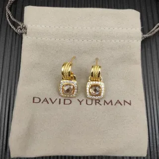David Yurman Cable Collectibles أقراط حجر مربع مقصوص على شكل مخدة مرصع هالو