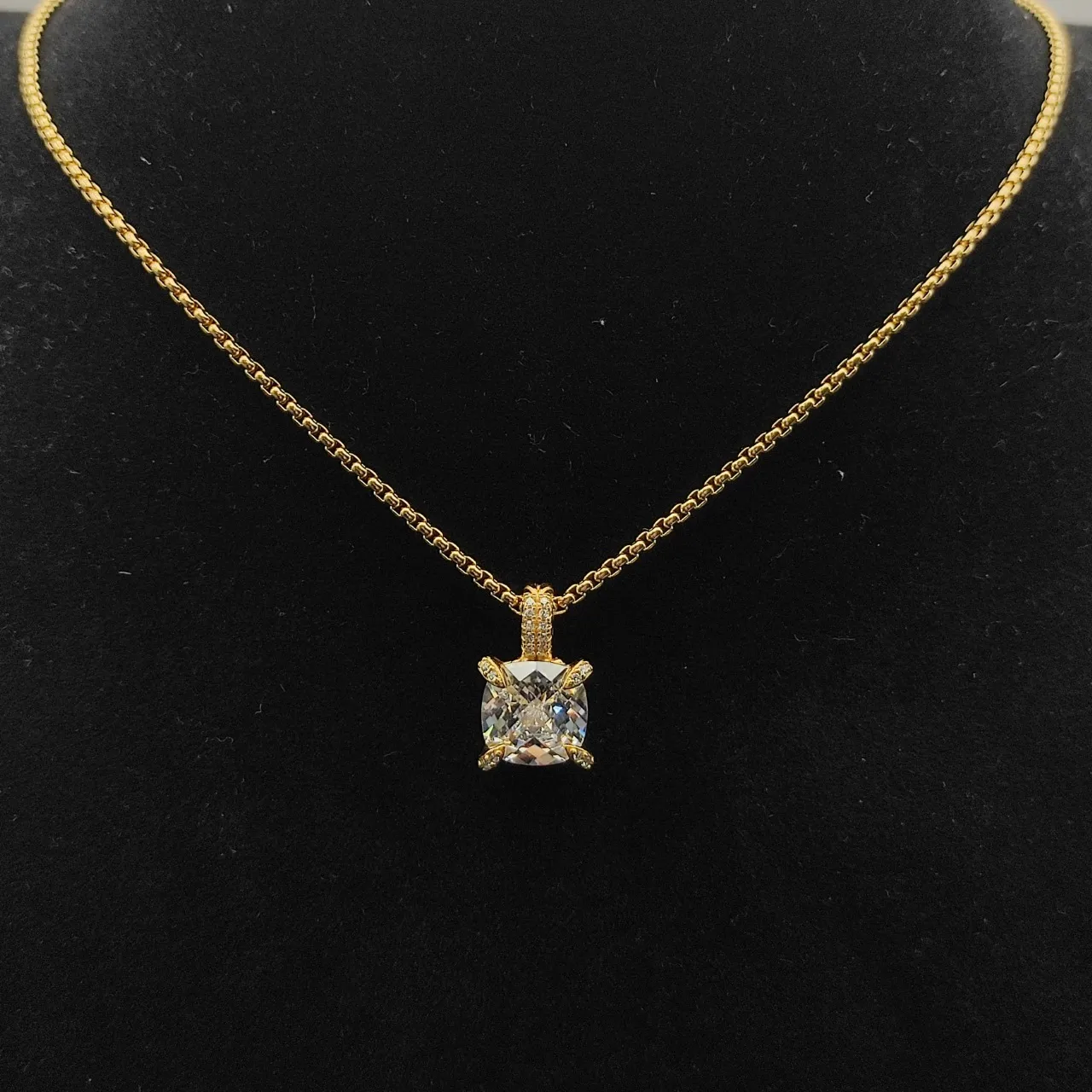 David Yurman Collier avec pendentif en pierre de taille cushion-cut en or 8