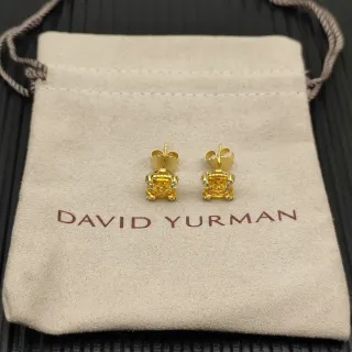 David Yurman Brincos com Citrina e Diamante em tom dourado
