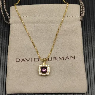 David Yurman Collier pendentif halo en pierre violette ton doré