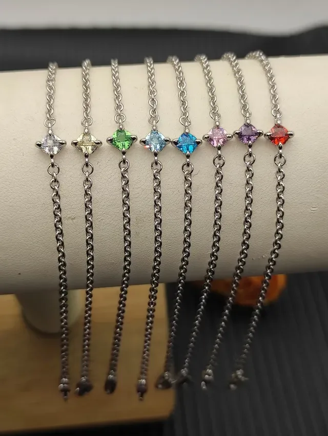 David Yurman Silver Blue Fine Chain Single Faceted Gemstone Bracelet 4