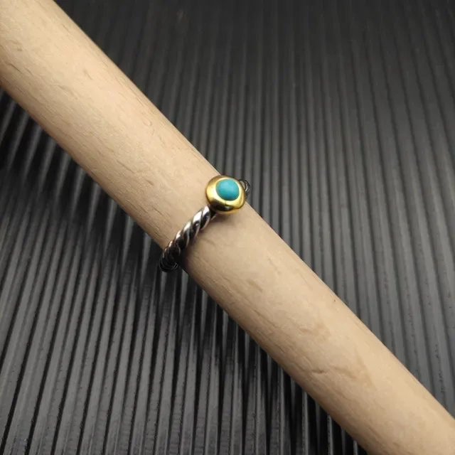 Anillo David Yurman Plata y Oro Banda Cable Trenzada Bezel 5