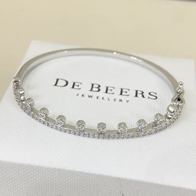 DE BEERS Bracelete de Bangle com Pedras Pavé e Bezel-Set em tom dourado 3