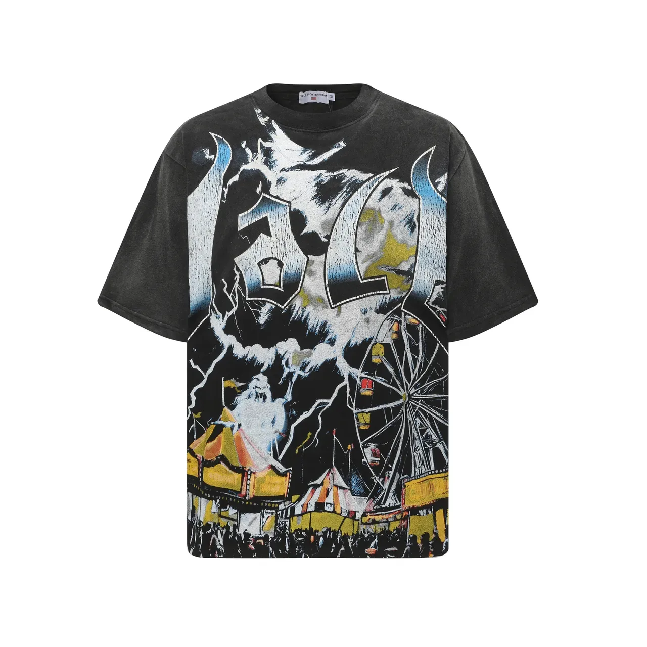 Distressed Black Oversized Graphic Print T-Shirt 3