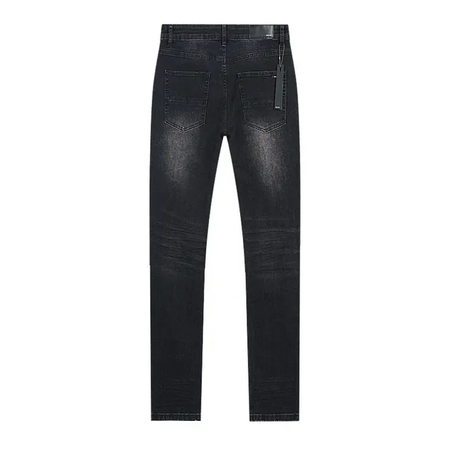 بنطلون جينز أسود distressed مع حجر الراينستون slim fit 3