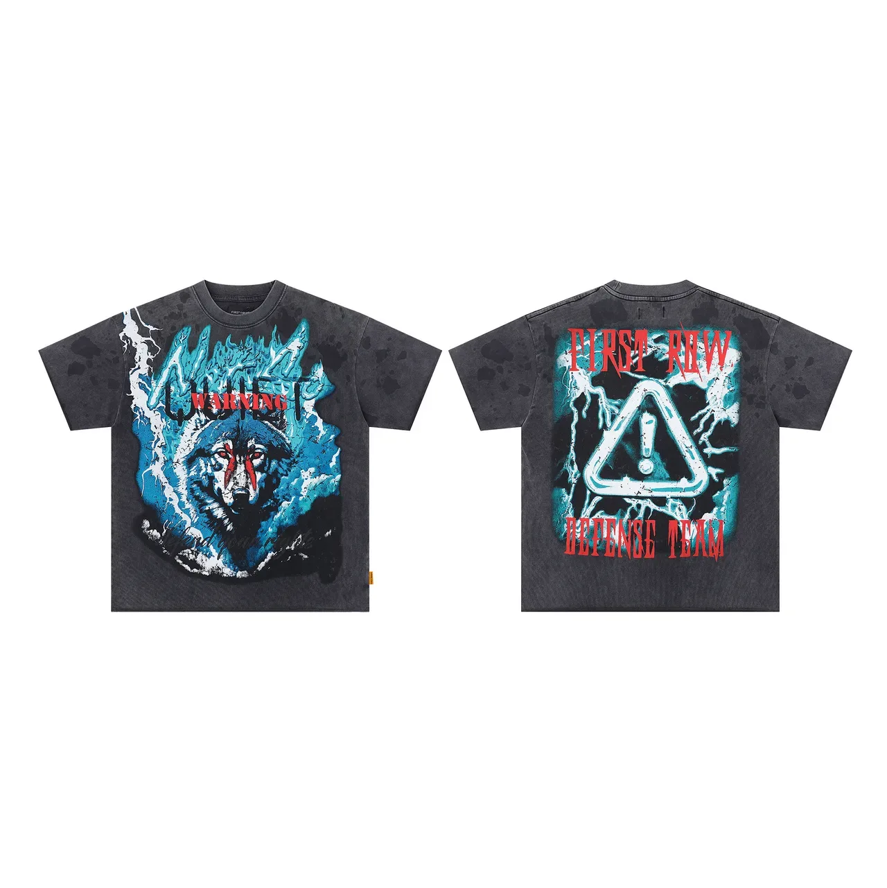 Camiseta oversized com estampa gráfica de lobo cinza desgastado 2