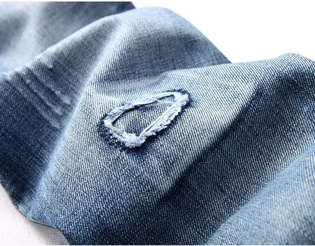 Distressed Mid-Rise Straight-Leg Button-Fly Blue Jeans 4