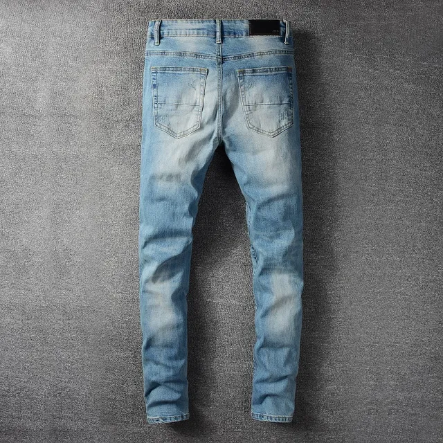 Distressed Slim-Fit Light-Wash Azul jeans 3