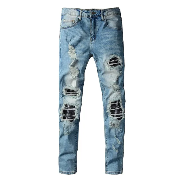 Distressed Slim-Fit Light-Wash Azul jeans 11