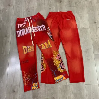 DUA Graphic-Print Gradient Red Flared Sweatpants