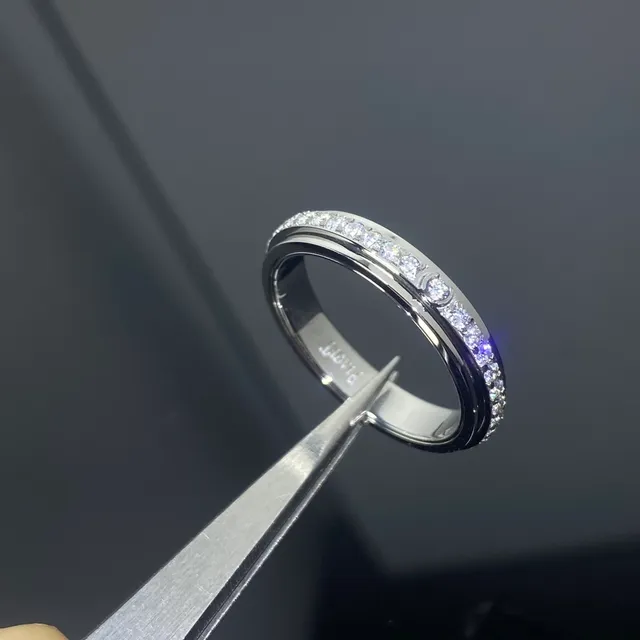 Dual-Tone Pavé-Set Rotating-Band Stackable Rings 3