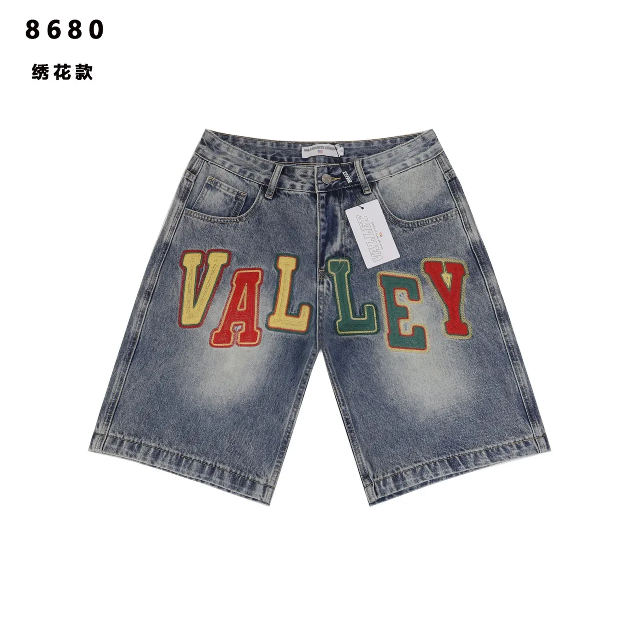 Shorts Denim Bordados con Logo 'VALLEY' 6