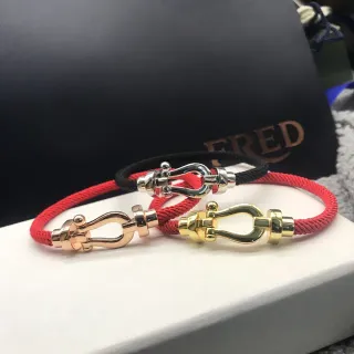 Fred Force 10 أحمر أسود shackle-clasp حبل مضفر سوار