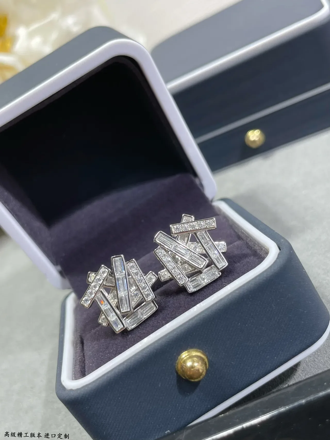 Geometric Baguette and Pavé-Set Stud Earrings 4