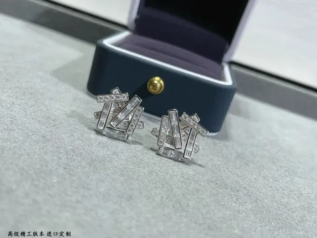 Geometric Baguette and Pavé-Set Stud Earrings 7
