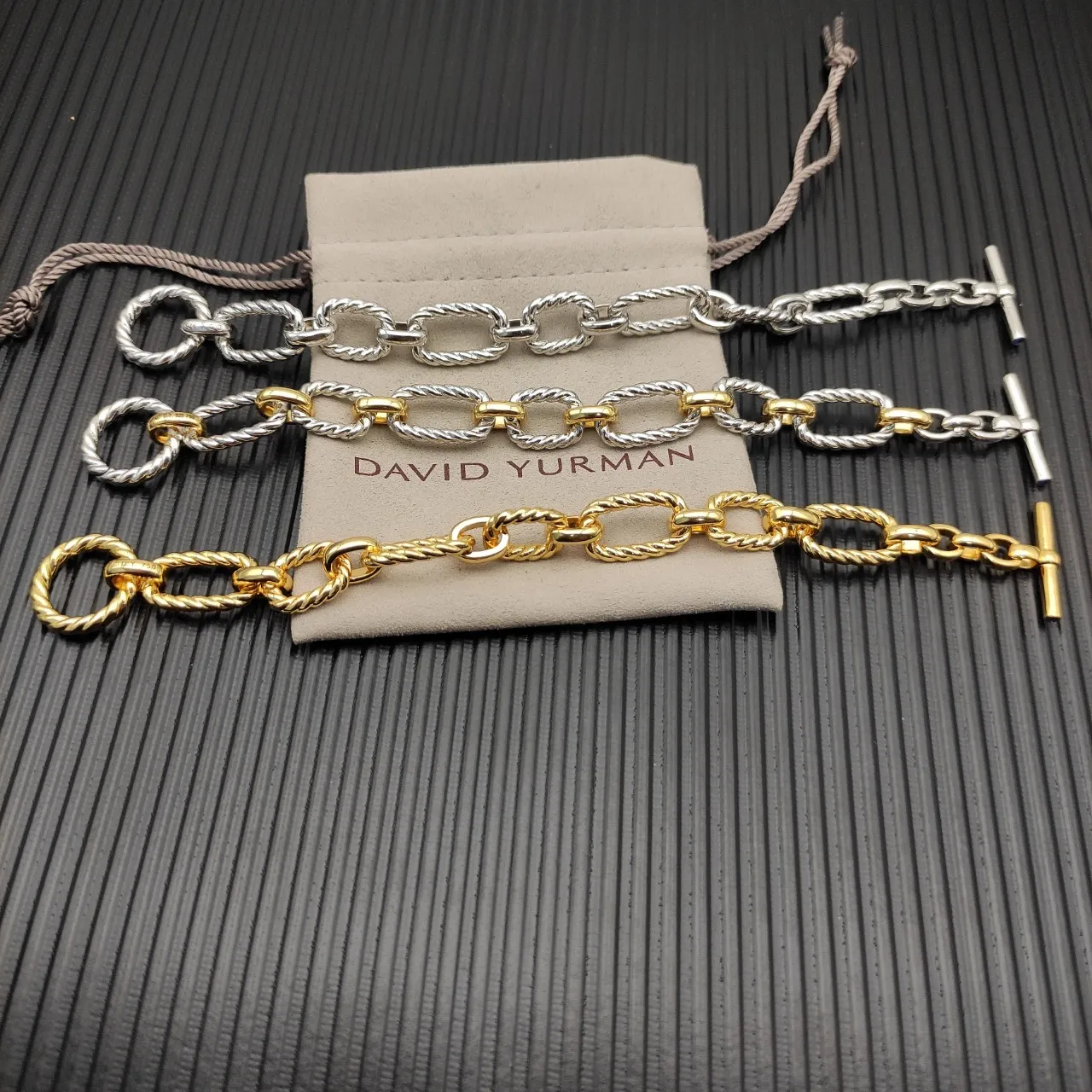 Gold and Silver Twisted Rope-Link Toggle Clasp Bracelets 5