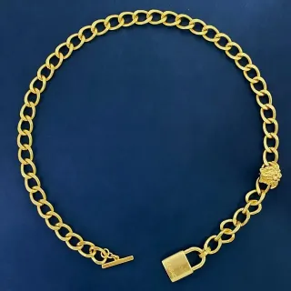 Collier Chaîne Curb Or Cadenas