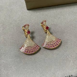 ذهبي وردي مروحي شكل Pavé-Set تدرج أحجار أقراط