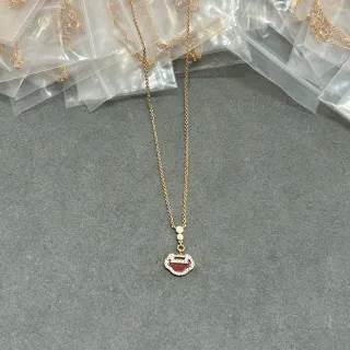 Colar Corrente Dourada Vermelha Pavé Cristal Halo