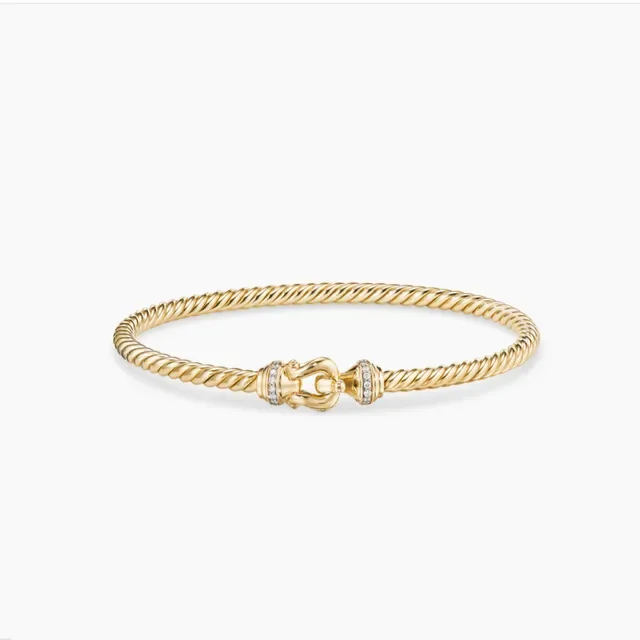 Gold Red Twisted Cable Hook Clasp Bracelet 5