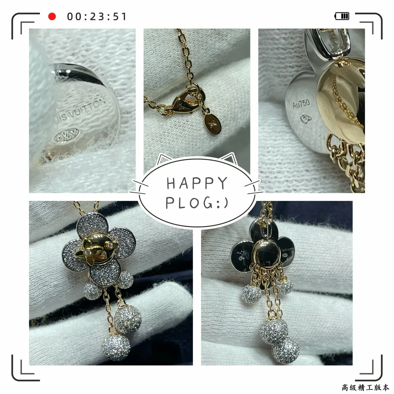 Gold Silver Floral Pendant Pavé-Set Necklace 2