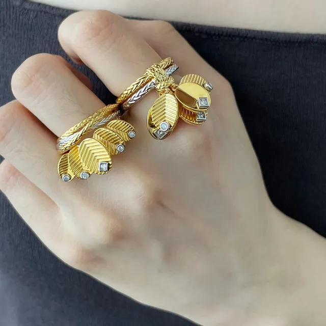 Gold Silver Stacked Two-Tone Ring 8