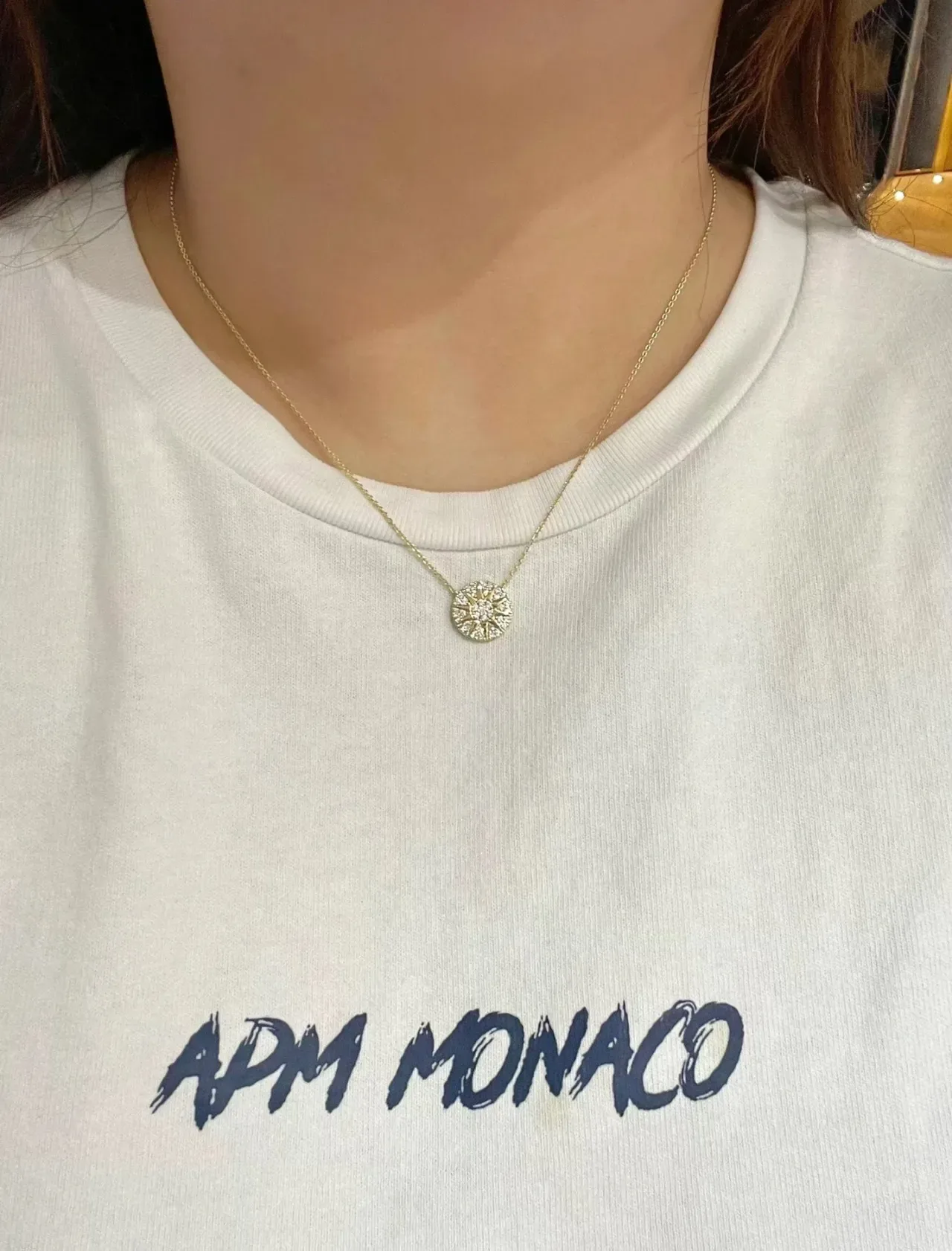 Gold-Tone Circular Pavé Pendant Necklace 4