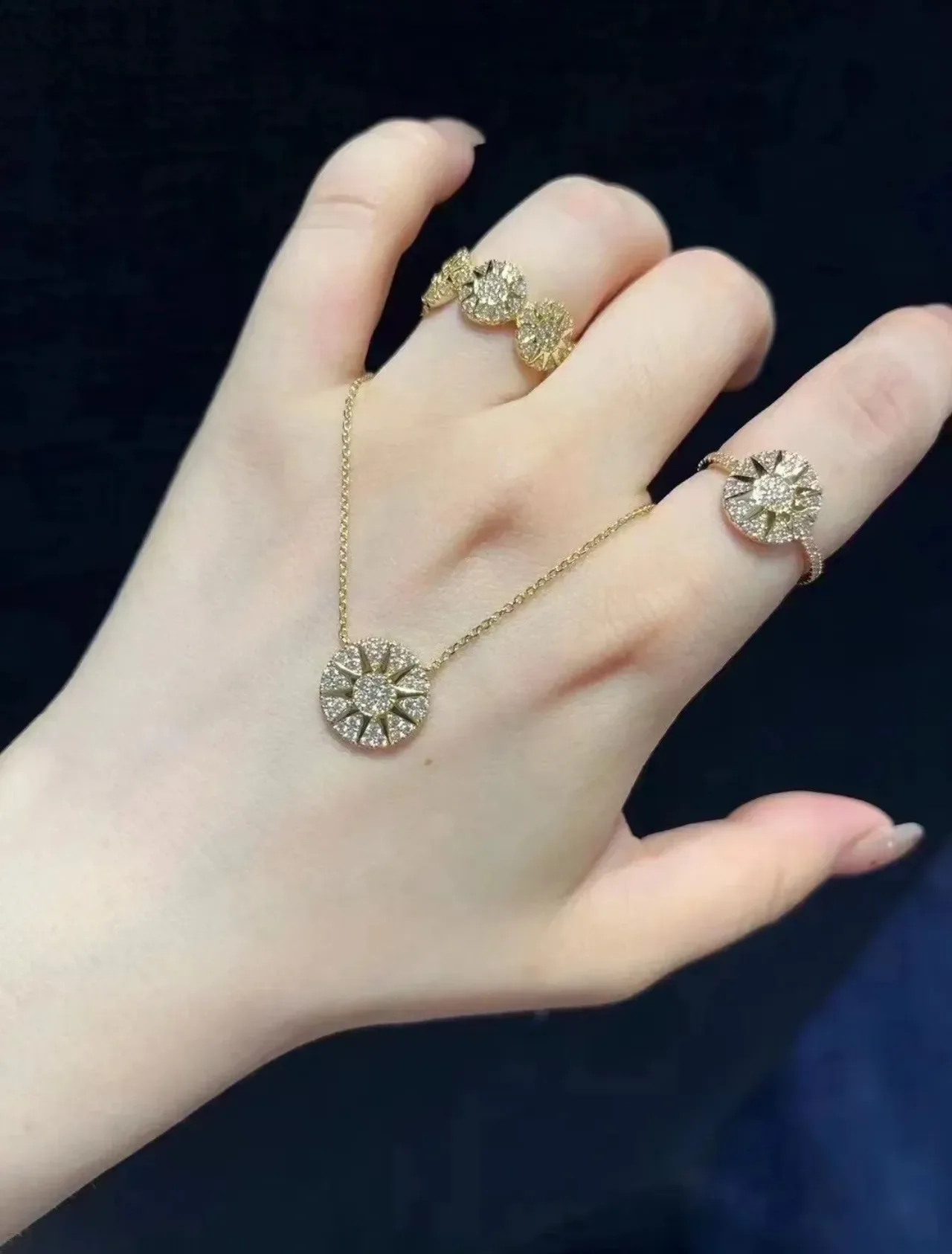Gold-Tone Circular Pavé Pendant Necklace 5