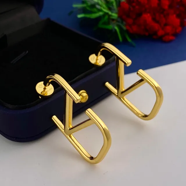 Gold-Tone Geometric V-Cut Hoop Earrings 5
