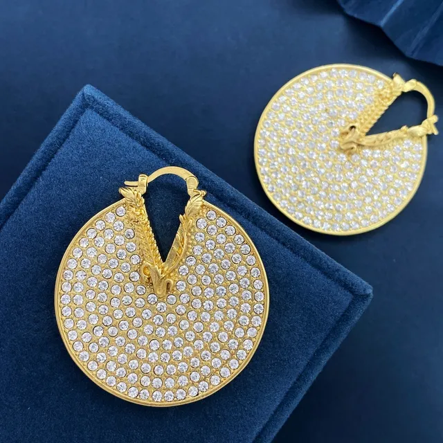 Gold-Tone Pavé Crystal Circular Hoop Earrings 5