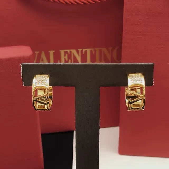 Gold-Tone Pavé Crystal Open Logo Hoop Cuff Earrings 2